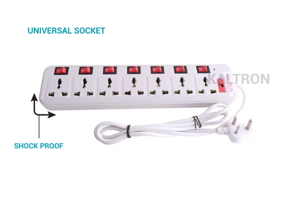 Karlton 7+7 Powerstrip Extension Board with 2 Mtr Cord (White)