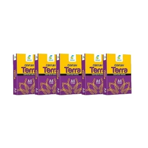 Century Terra 75 GSM A4 Size Copier Paper 500 Sheets, White (Pack of 5 Ream)