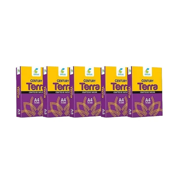 Century Terra 75 GSM A4 Size Copier Paper 500 Sheets, White (Pack of 5 Ream)