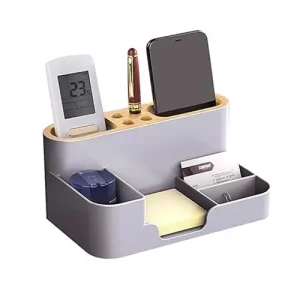 FreshDcart 22x14x10 cm Plastic 6 Compartment Stationery Storage Box Grey