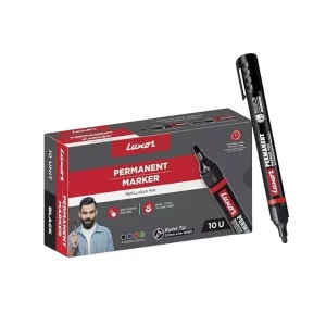 Luxor 1222 Refillable Permanent Bold Marker – Black (Pack of 10)