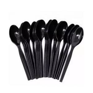 Generic Disposable Plastic Spoon Good Quality Black (Pack of 100 Pcs)