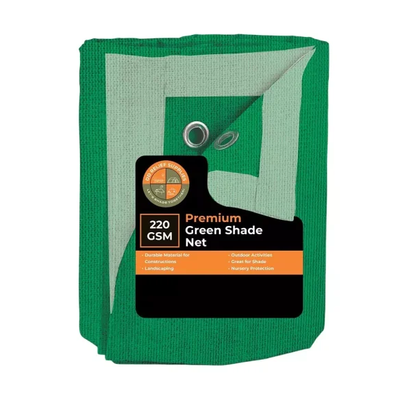 DDRS Heavy Duty Shade Net Tarp (Tripal) ?Green 75% UV Protection 220 GSM & Size 1.83 x 1.83 m (?6x6 ft), DDRSGT6X6_75