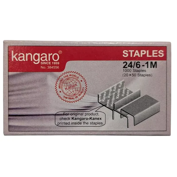 Kangaro Steel Staple Stapler Pin No. 24/6 (Pack of 12)