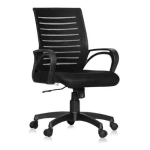 Ib basics SKU-01 Tulip Black Mid Back Mesh Revolving Ergonomic Chair with Armrest