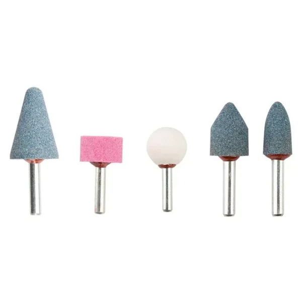 ATOZSHOP11 Grinding & Polishing Die Stone Drill Bit Set 6.35 mm (1/4 inch) Shank 25 mm Disc Dia. Bonded Aluminium Oxide (Set of 5 Pcs)